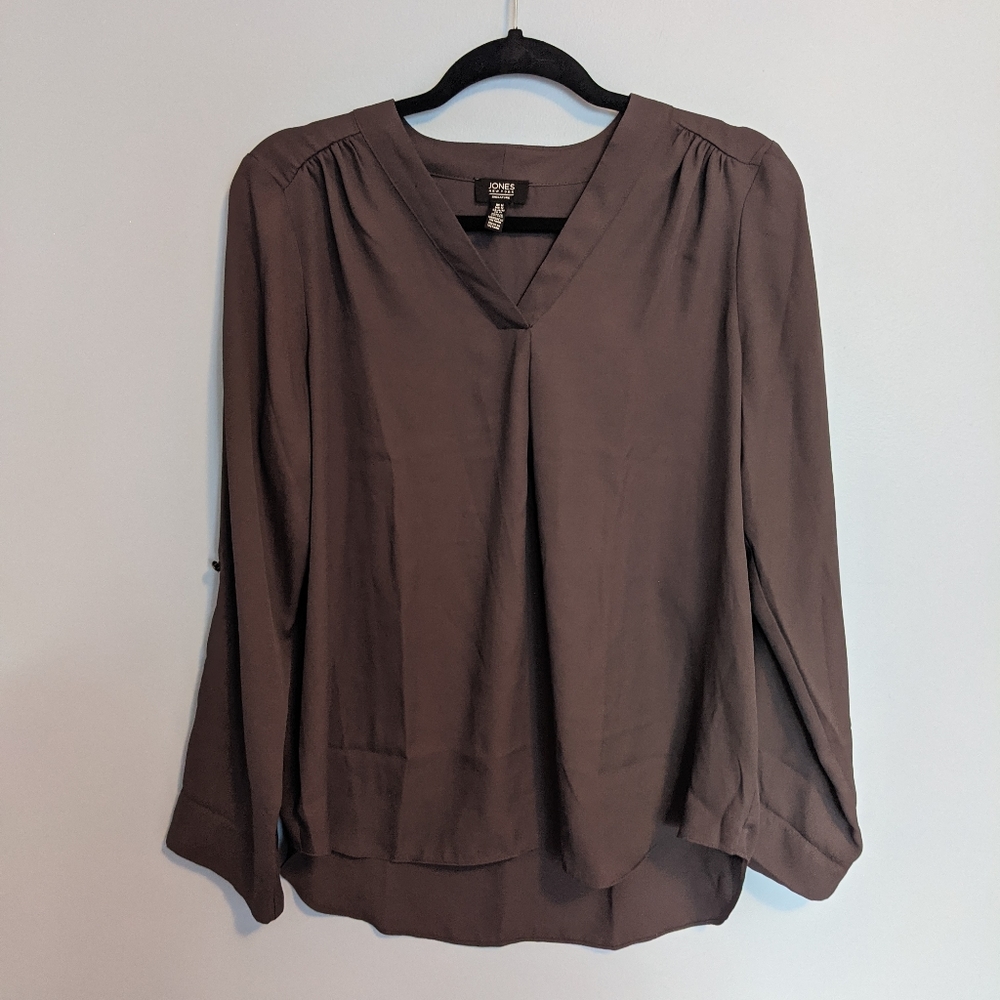 Jones New York Gray Long Sleeve Blouse